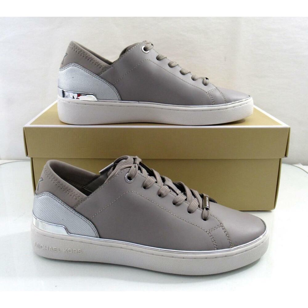 Women's Michael Kors Scout Lace Up Sneaker MK Logo Scuba Pearl Grey Size 6 - Picture 5 of 11